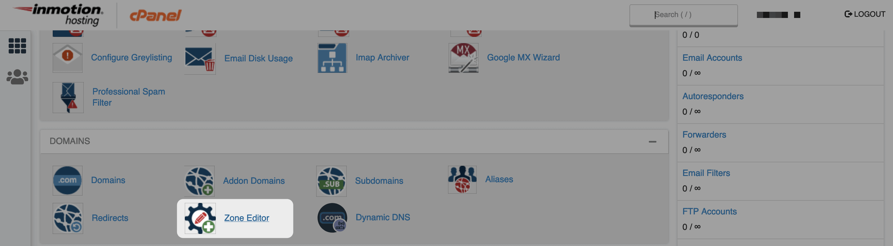 Editor de zona CPanel.