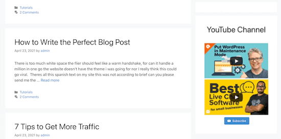 Barra lateral de WordPress del feed de YouTube Barra lateral de WordPress del feed de YouTube